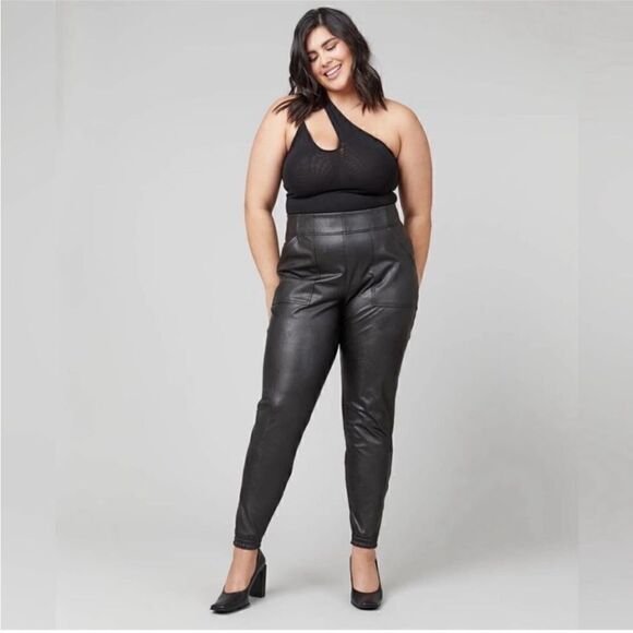 Spanx Leather Like Joggers Pants sz 1X - Picture 1 of 10